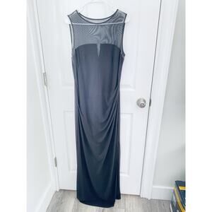 Lauren Ralph Lauren Evening Dress Size 12 Long maxi Sheer mesh v neck CLASSY